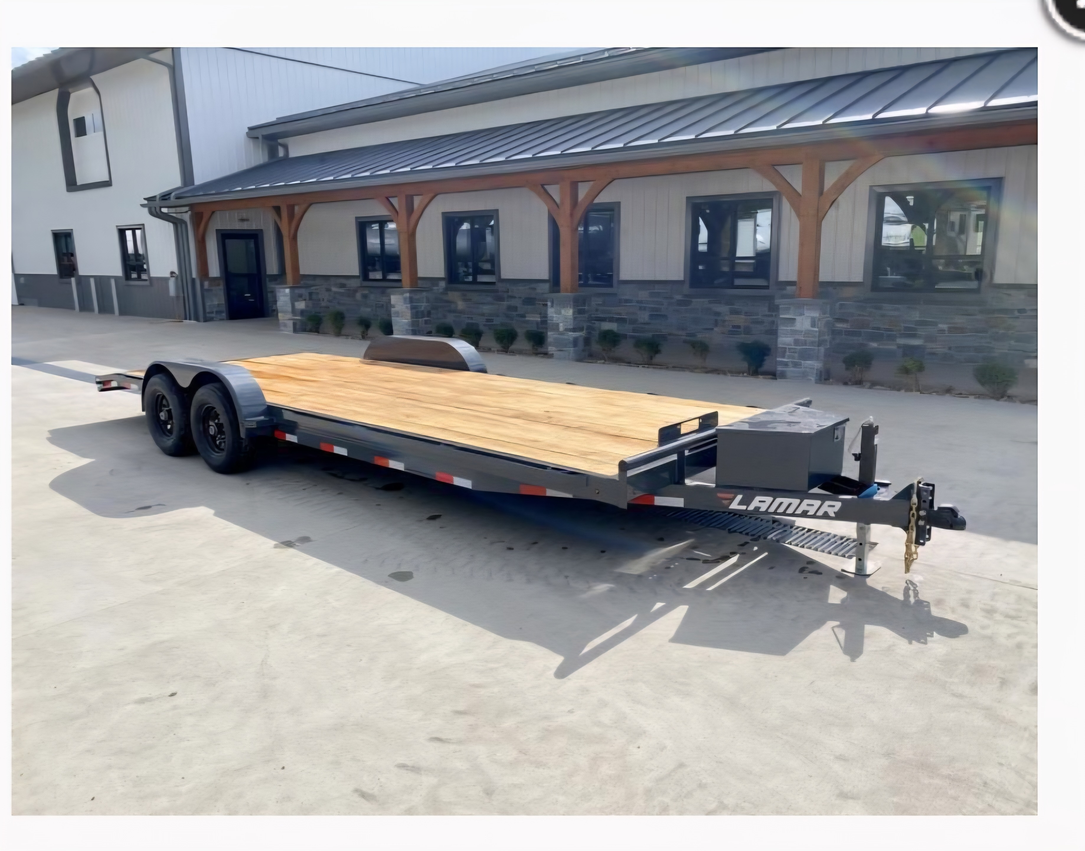 Black and grey car hauler trailer available for rent in Hudson Valley - transport trailers for vehicles and equipment